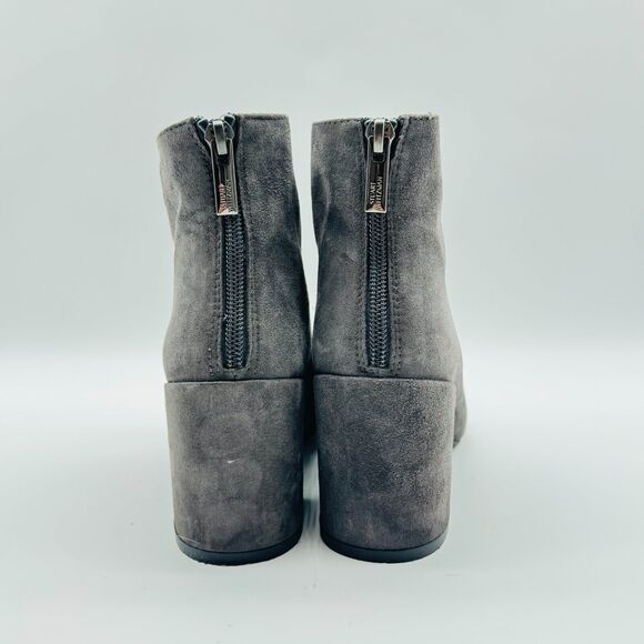 Stuart Weitzman Boots Womens 5.5 Gray Suede Ankle Bootie Block Heel Back Zip - Picture 5 of 12